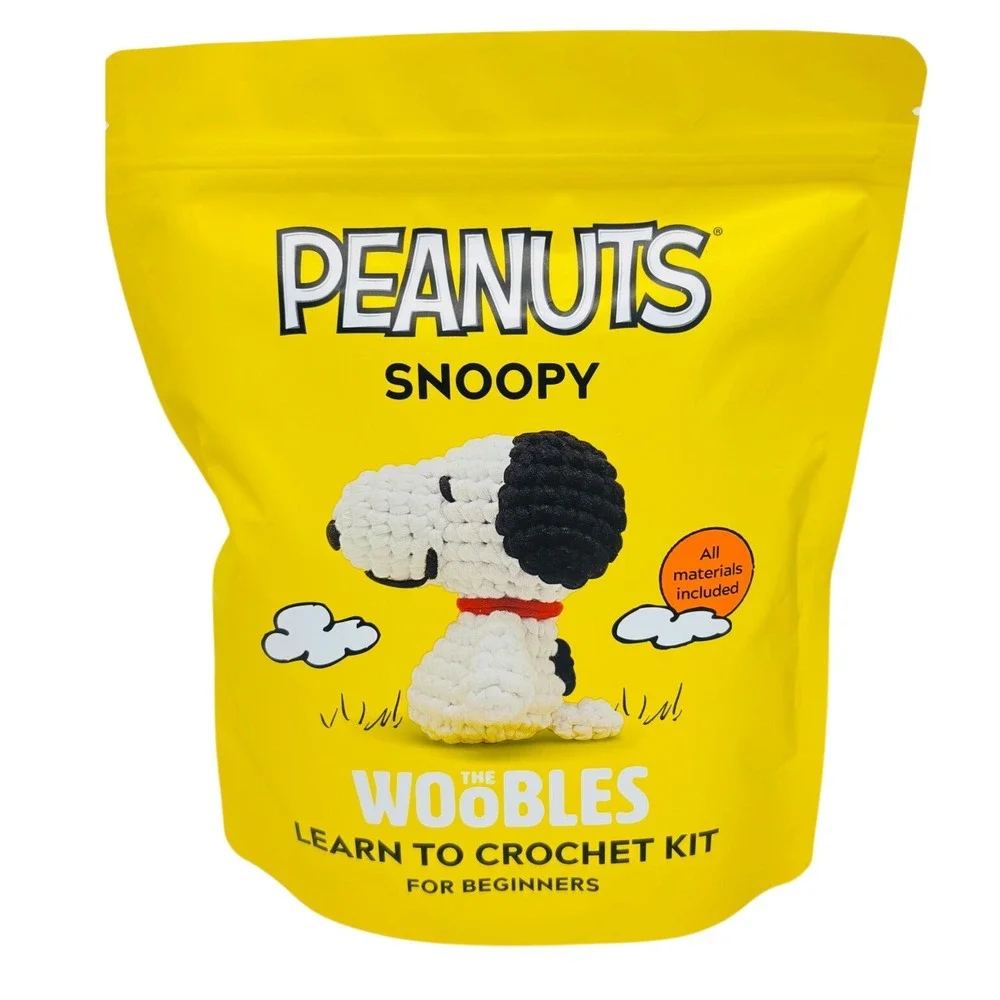 The Woobles Peanuts Snoopy Crochet Kit & Flying Ace Hook Easy Peasy Yarn NEW